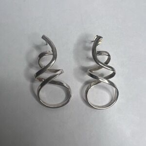 Ross Simons Sterling Silver Swirl‎ Wrap Drop Earrings 1.75" Long